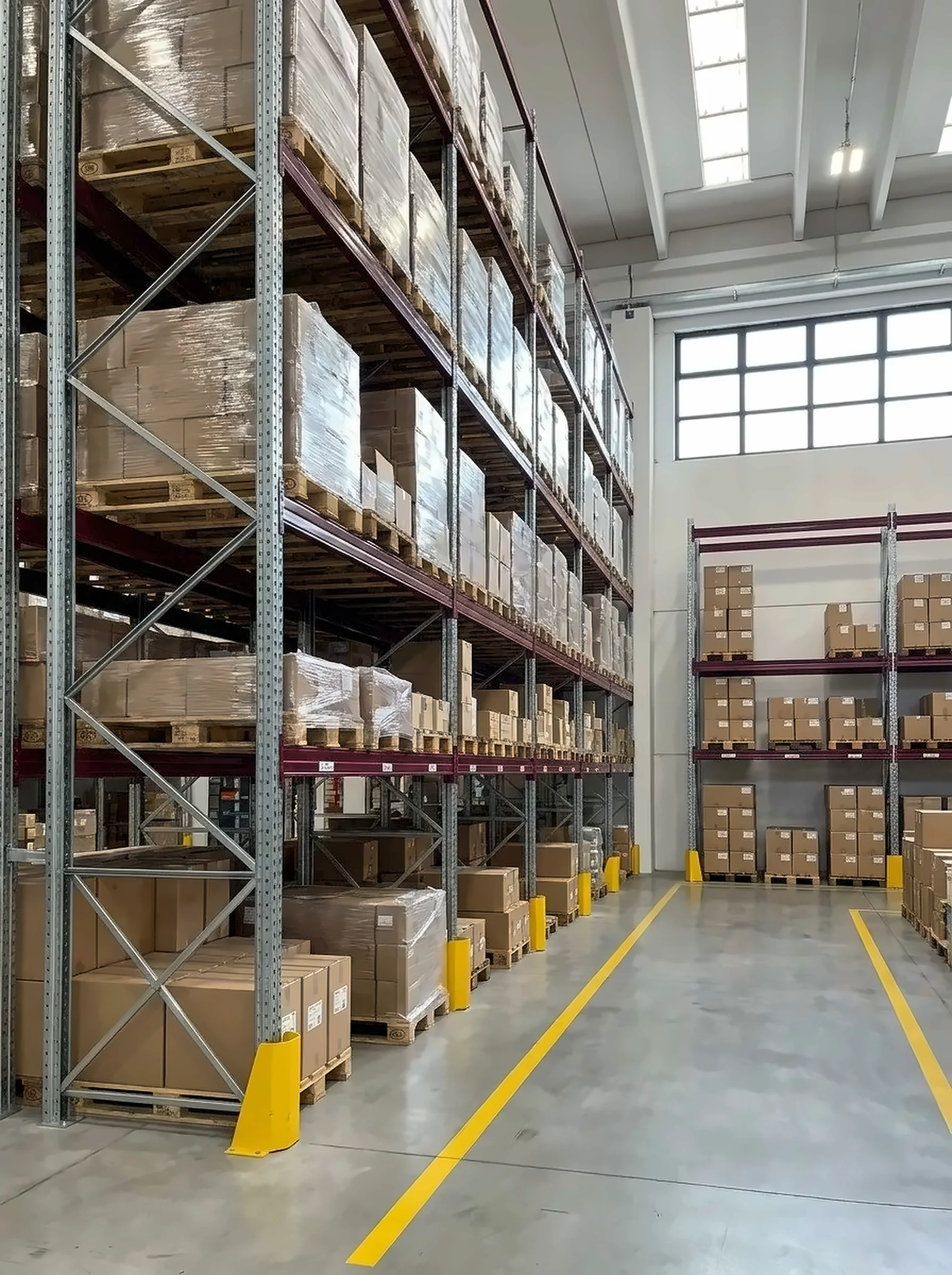 Scaffalature portapallet e leggere zincate con correnti bordeaux